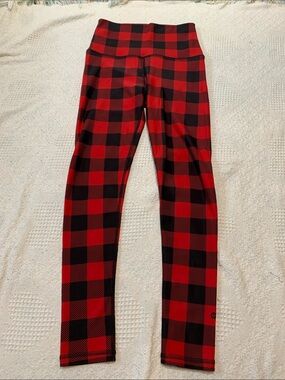 Silver Icing High-Waist Fleece Lined Red and Black Buffalo Plaid Leggings